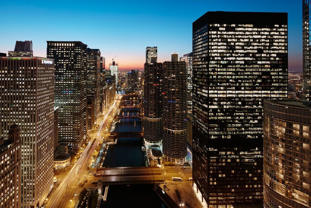 View of Chicago from Club Quarters Hotel, Wacker at Michigan