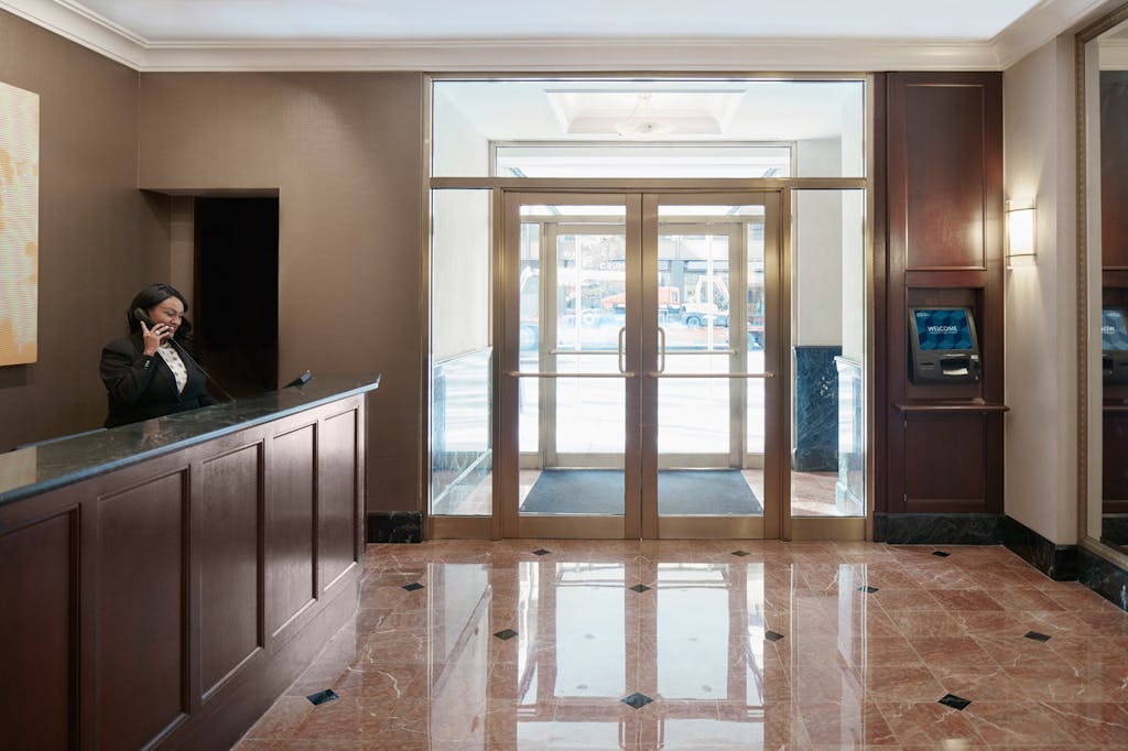 Lobby and Member Service Desk at Club Quarters Hotel in Washington DC