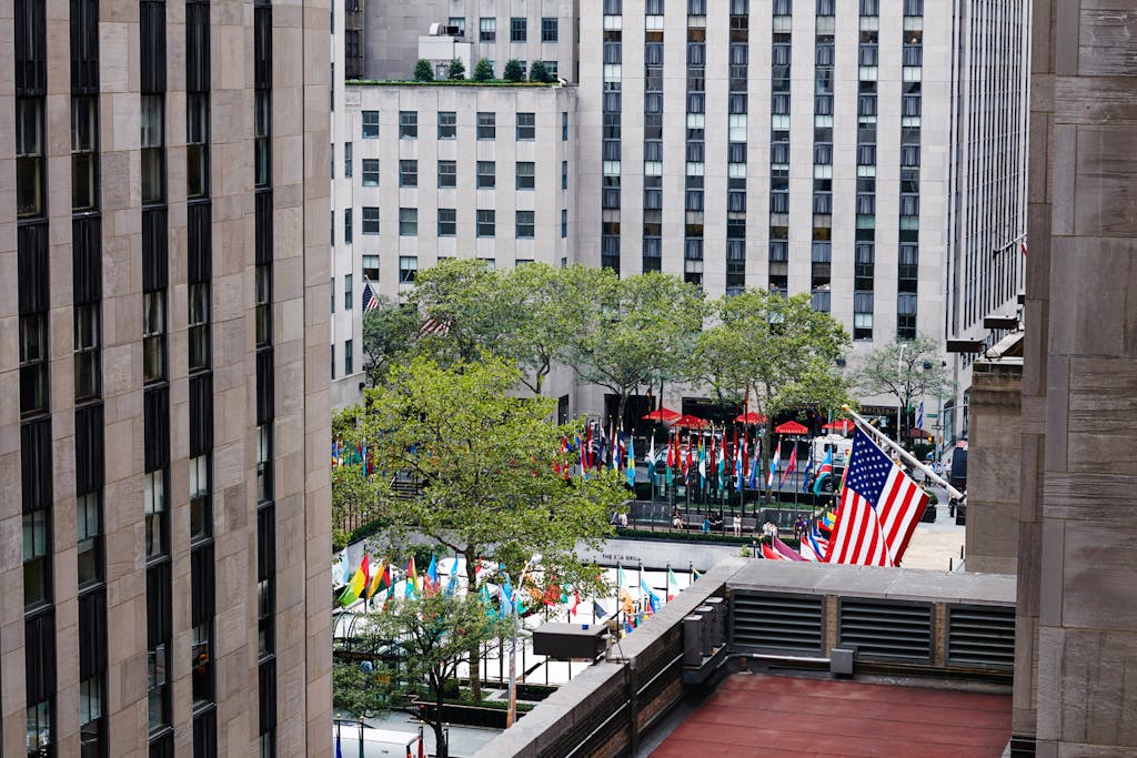 View from the Terrace Club at Club Quarters Hotel, opposite Rockefeller Center