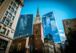 A Church in Boston Amongst Skyscrapers