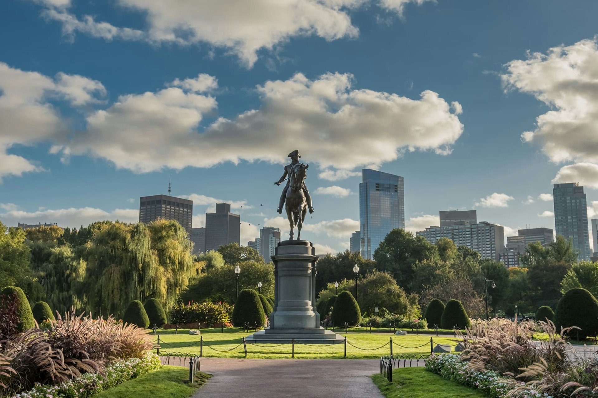 Monument in Boston Public Garden, a city park in Boston, Massachusetts