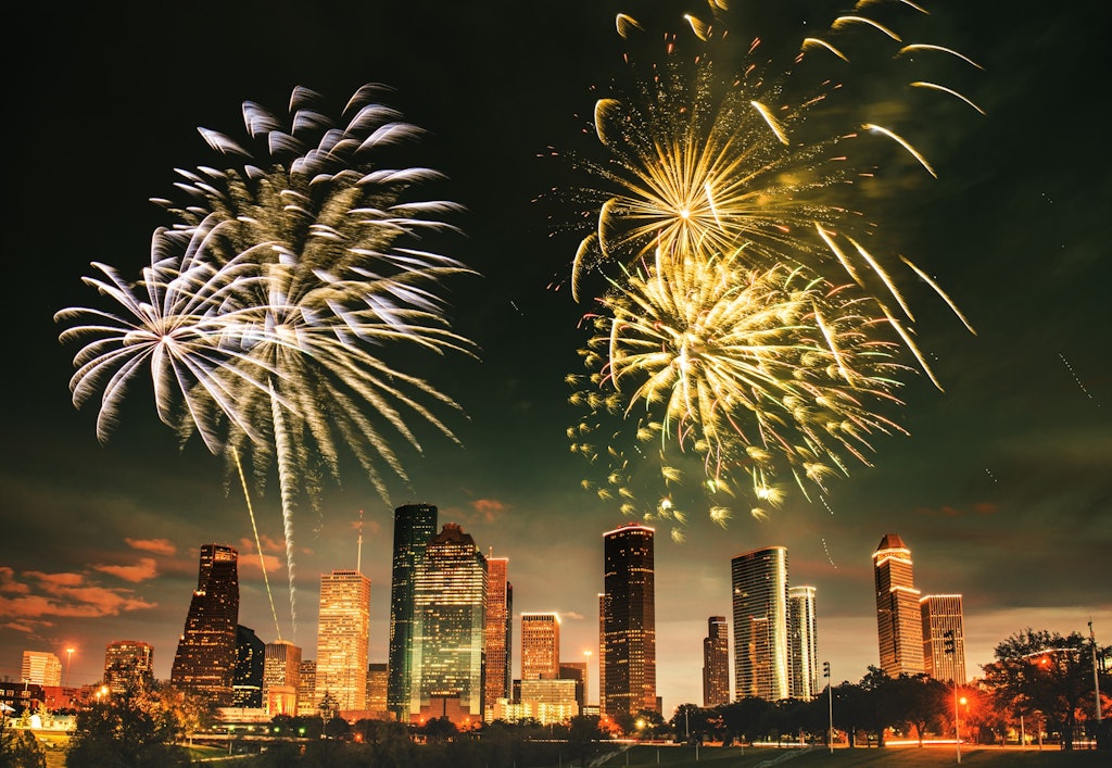 fireworks for a national holiday in Houston