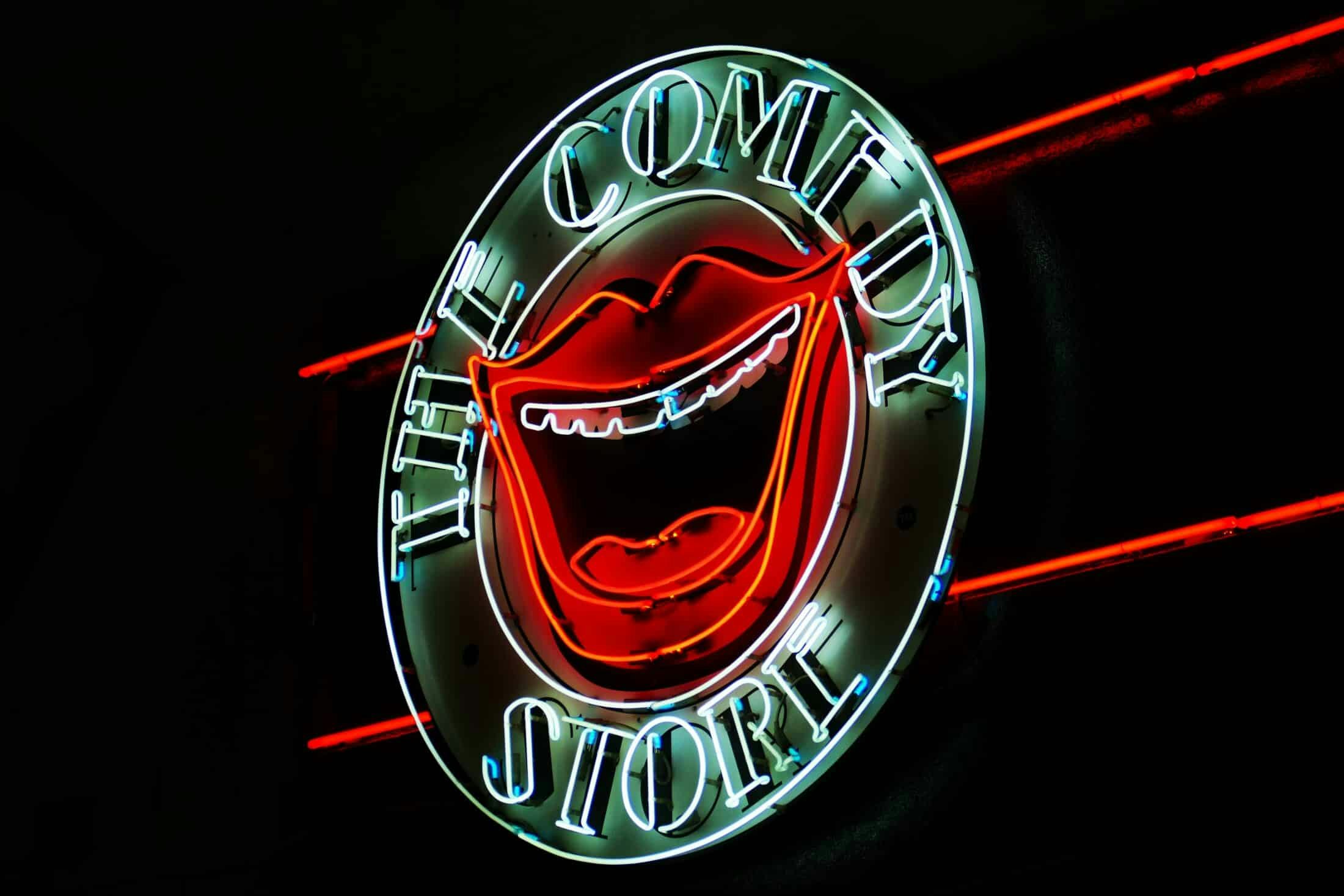 The Comedy Store sign in Soho - one of the top London comedy clubs